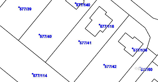 Parcela st. 577/41 v KÚ Stehelčeves, Katastrální mapa