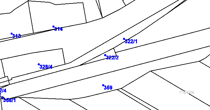 Parcela st. 322/2 v KÚ Stehelčeves, Katastrální mapa