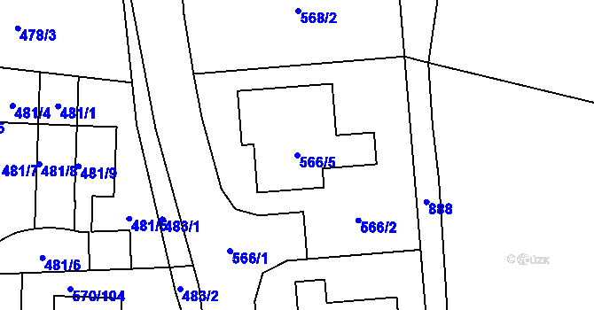 Parcela st. 566/5 v KÚ Stehelčeves, Katastrální mapa