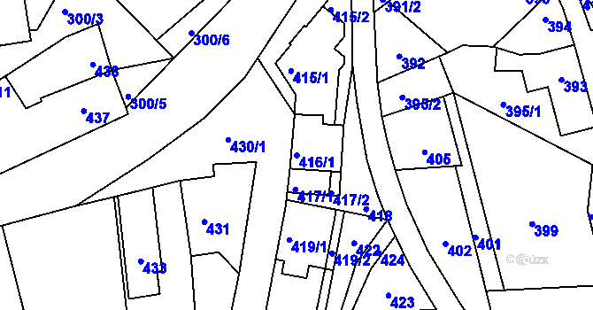 Parcela st. 416/1 v KÚ Stehelčeves, Katastrální mapa