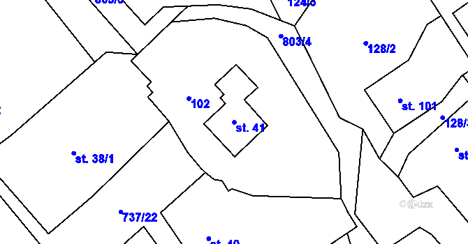 Parcela st. 41 v KÚ Stěžery, Katastrální mapa