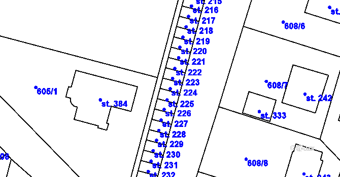 Parcela st. 224 v KÚ Stěžery, Katastrální mapa