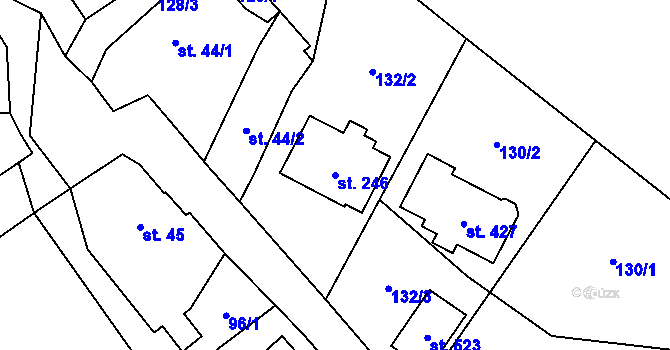 Parcela st. 246 v KÚ Stěžery, Katastrální mapa