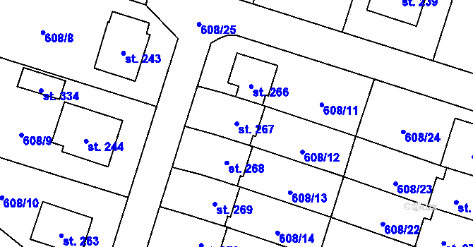 Parcela st. 267 v KÚ Stěžery, Katastrální mapa