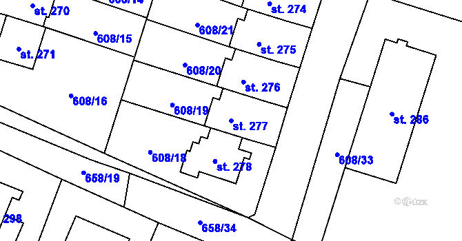 Parcela st. 277 v KÚ Stěžery, Katastrální mapa