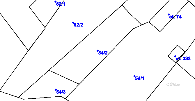 Parcela st. 54/2 v KÚ Stěžery, Katastrální mapa