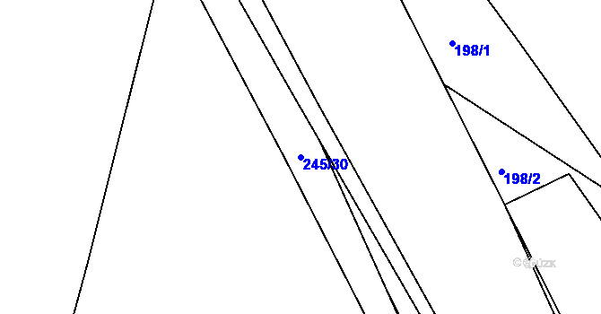 Parcela st. 245/30 v KÚ Stěžery, Katastrální mapa