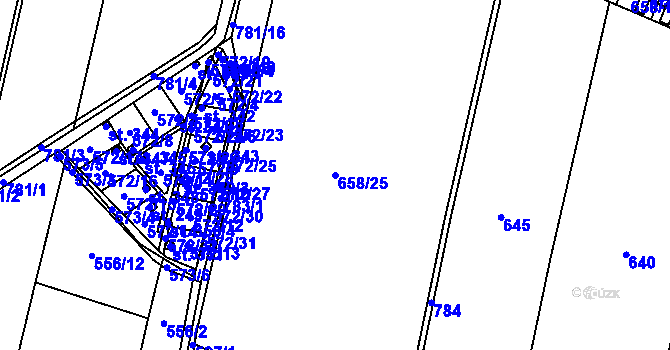 Parcela st. 658/25 v KÚ Stěžery, Katastrální mapa