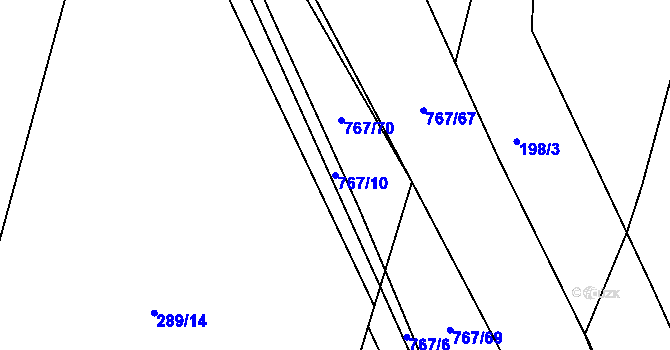 Parcela st. 767/10 v KÚ Stěžery, Katastrální mapa