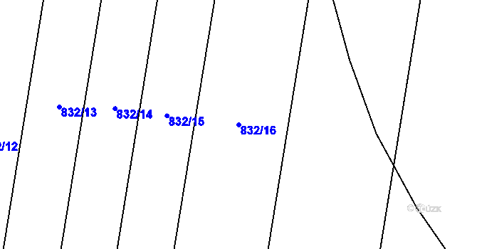 Parcela st. 832/16 v KÚ Stěžery, Katastrální mapa