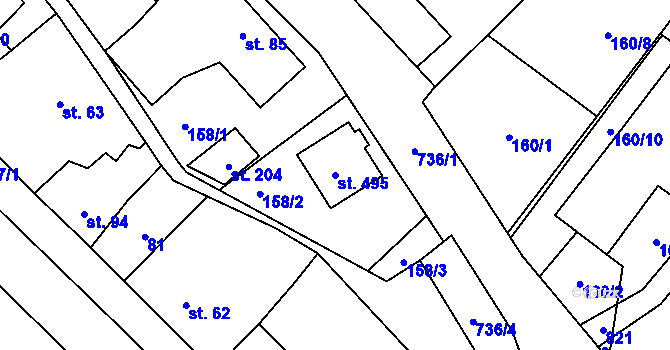 Parcela st. 495 v KÚ Stěžery, Katastrální mapa