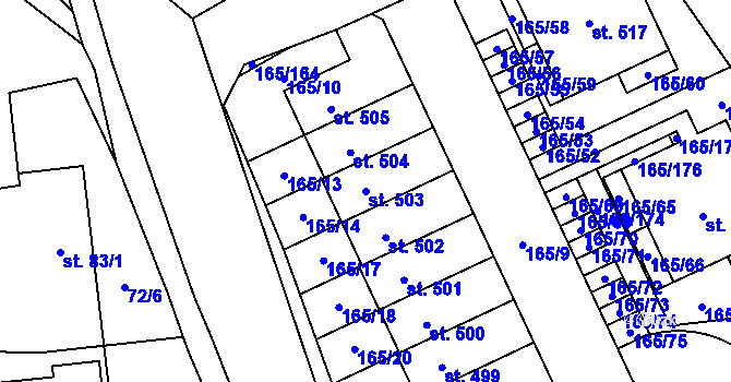 Parcela st. 503 v KÚ Stěžery, Katastrální mapa