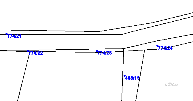 Parcela st. 774/23 v KÚ Stěžery, Katastrální mapa