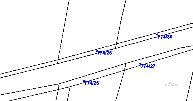 Parcela st. 774/25 v KÚ Stěžery, Katastrální mapa