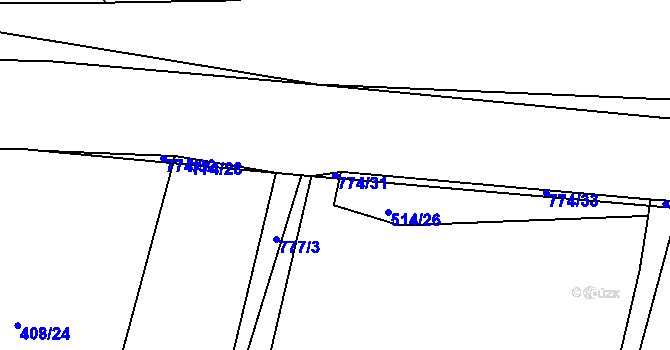 Parcela st. 774/31 v KÚ Stěžery, Katastrální mapa