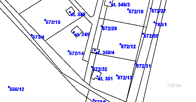 Parcela st. 350/3 v KÚ Stěžery, Katastrální mapa