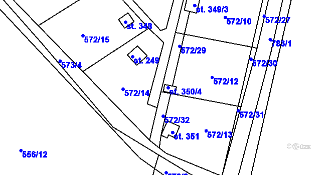 Parcela st. 350/4 v KÚ Stěžery, Katastrální mapa