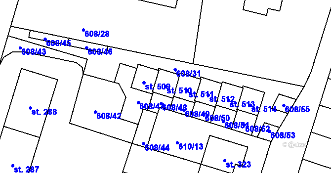 Parcela st. 510 v KÚ Stěžery, Katastrální mapa