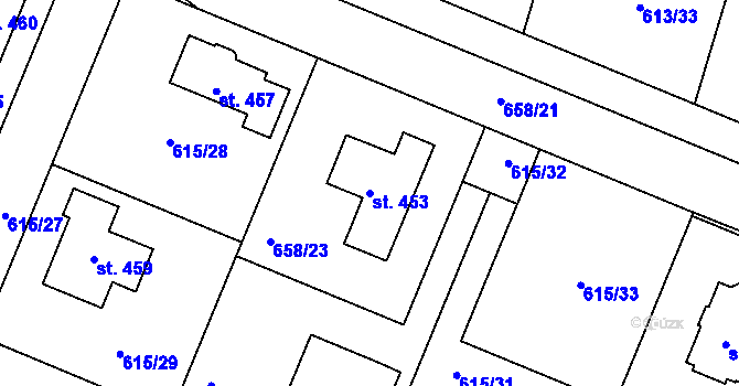 Parcela st. 453 v KÚ Stěžery, Katastrální mapa