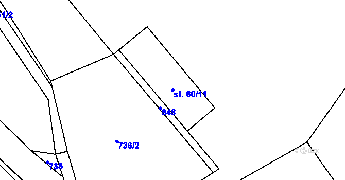Parcela st. 60/11 v KÚ Stěžery, Katastrální mapa