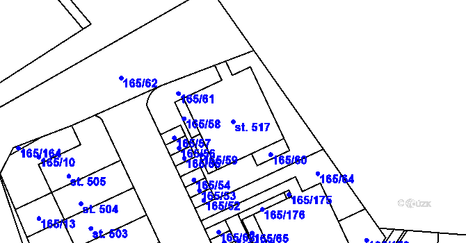 Parcela st. 517 v KÚ Stěžery, Katastrální mapa