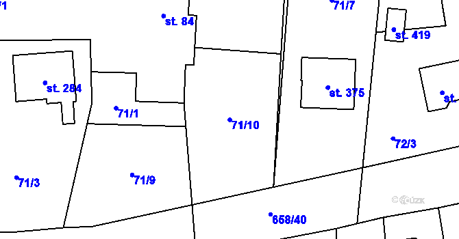 Parcela st. 71/10 v KÚ Stěžery, Katastrální mapa