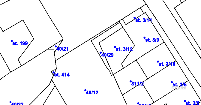 Parcela st. 40/29 v KÚ Stěžery, Katastrální mapa