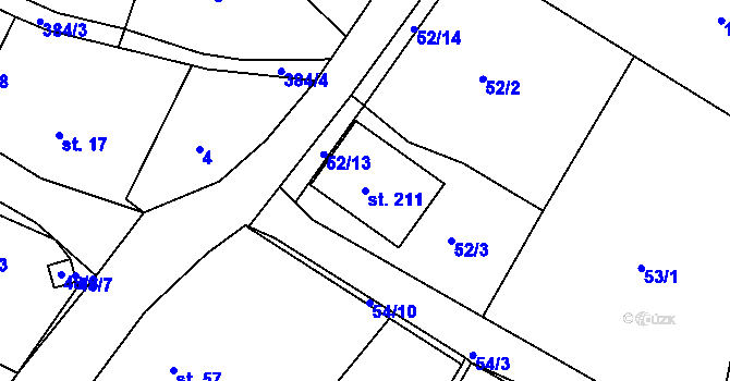 Parcela st. 211 v KÚ Stěžírky, Katastrální mapa