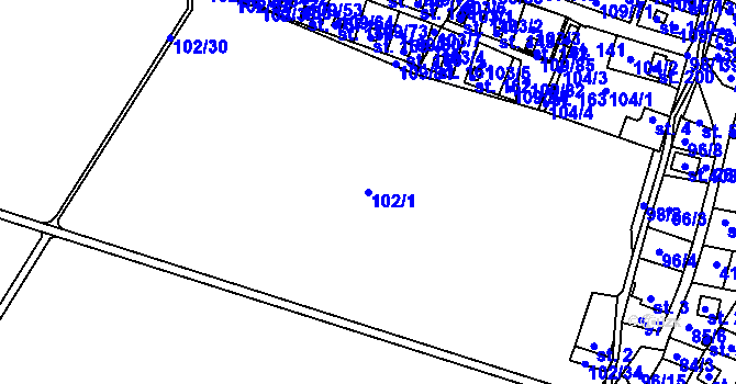 Parcela st. 102/1 v KÚ Stěžírky, Katastrální mapa