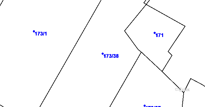 Parcela st. 173/38 v KÚ Stěžov, Katastrální mapa