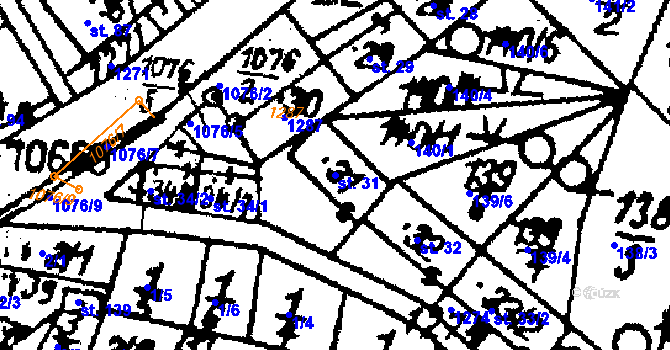 Parcela st. 31 v KÚ Stínava, Katastrální mapa