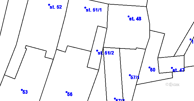 Parcela st. 51/2 v KÚ Stínava, Katastrální mapa