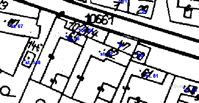 Parcela st. 62 v KÚ Stínava, Katastrální mapa