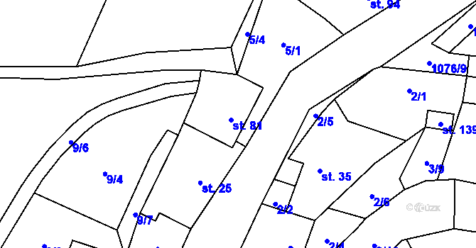 Parcela st. 81 v KÚ Stínava, Katastrální mapa