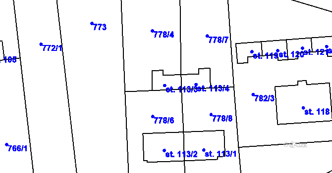 Parcela st. 113/3 v KÚ Stínava, Katastrální mapa