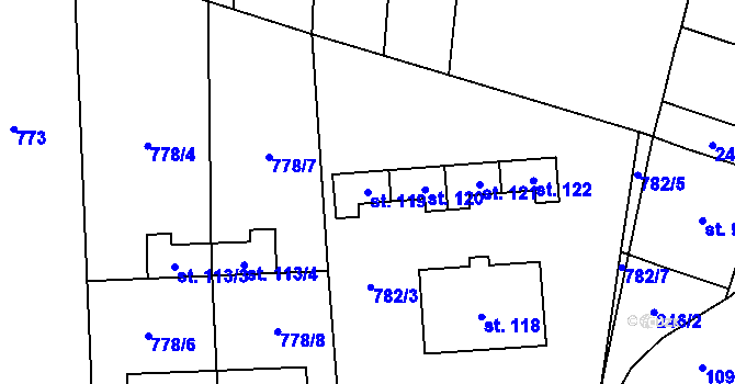Parcela st. 119 v KÚ Stínava, Katastrální mapa