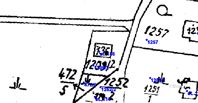 Parcela st. 136 v KÚ Stínava, Katastrální mapa