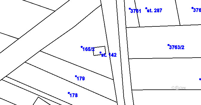 Parcela st. 142 v KÚ Stínava, Katastrální mapa