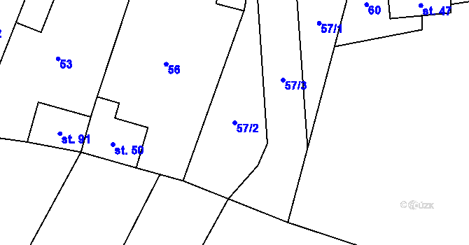 Parcela st. 57/2 v KÚ Stínava, Katastrální mapa