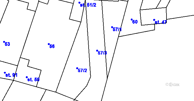Parcela st. 57/3 v KÚ Stínava, Katastrální mapa