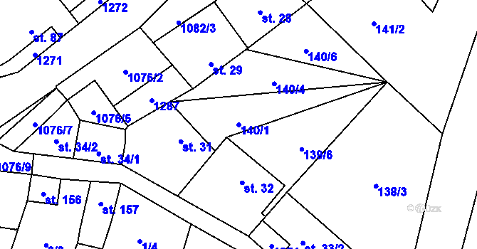 Parcela st. 140/1 v KÚ Stínava, Katastrální mapa
