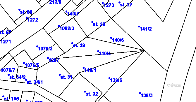 Parcela st. 140/4 v KÚ Stínava, Katastrální mapa