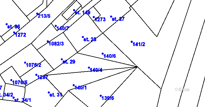 Parcela st. 140/6 v KÚ Stínava, Katastrální mapa