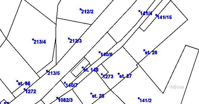 Parcela st. 140/8 v KÚ Stínava, Katastrální mapa