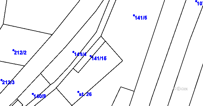 Parcela st. 141/10 v KÚ Stínava, Katastrální mapa