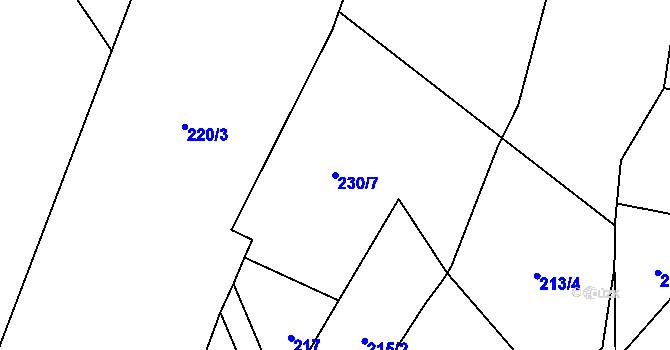 Parcela st. 230/7 v KÚ Stínava, Katastrální mapa