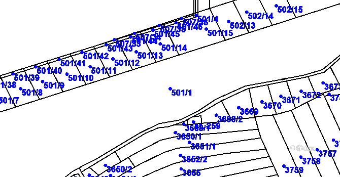 Parcela st. 501/1 v KÚ Stínava, Katastrální mapa