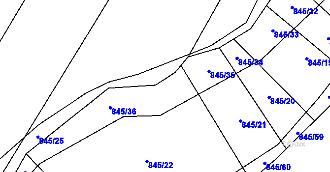Parcela st. 845/2 v KÚ Stínava, Katastrální mapa