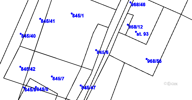 Parcela st. 845/6 v KÚ Stínava, Katastrální mapa