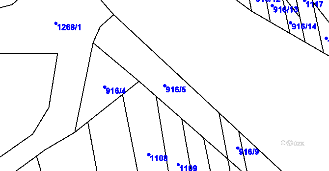 Parcela st. 916/5 v KÚ Stínava, Katastrální mapa